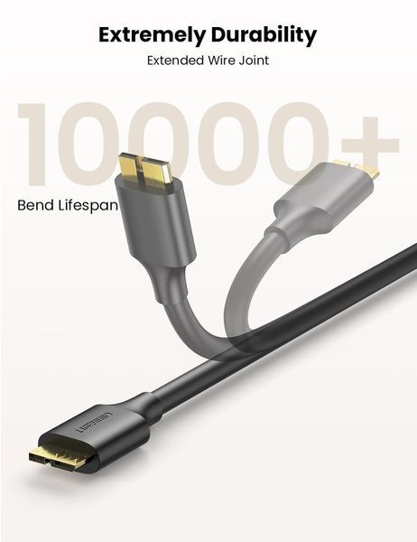 Зарядний Кабель живлення USB 3.0 AM / micro USB 3.0 Black Ugreen US130 10840 (0.5m) фото