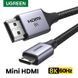 Кабель Mini HDMI Ugreen HD163 Cable Mini HDMI to HDMI 2.1 8K 60Hz 48Gbps Dynamic HDR 3D MAX Alluminium (1-2m) 15515 (2m) фото 1