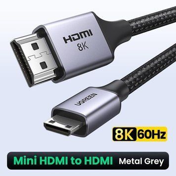 Кабель Mini HDMI Ugreen HD163 Cable Mini HDMI to HDMI 2.1 8K 60Hz 48Gbps Dynamic HDR 3D MAX 2m Black (15515) 15515 (2m) фото