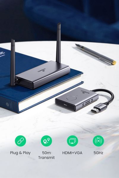 Удлинитель HDMI UGREEN CM506 комплект для беспроводной передачи видео Grey (50633) 50633 фото