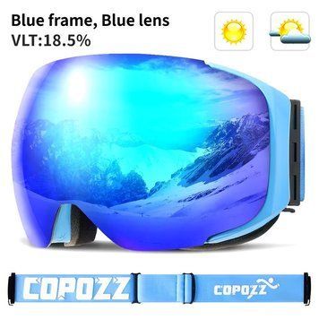 Гірськолижна маска Copozz GOG-2181 магнітна, окуляри для активного відпочинку, Anti-Fog Ski, Unisex Blue GOG-2181-B фото