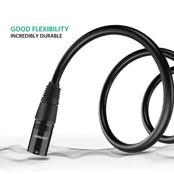 Мікрофонний кабель XLR UGREEN AV130 Male to Female Microphone Cable Black (1-3m) 20708 (1m) фото