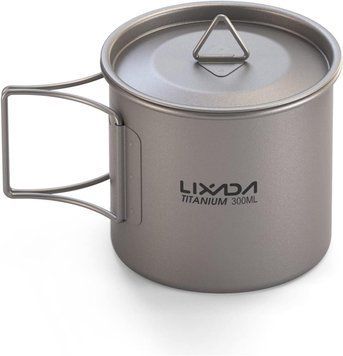 Похідний кухоль зі складаною ручкою Lixada Titanium надлегкий, похідний 300 мл Grey (Y6017-1) Y6017-1 (300ml) фото