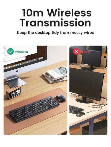 Беспроводная клавиатура UGREEN KU004 Wireless Keyboard 2.4G цифровой блок, 104 кнопки, для ПК, ноутбука (15219 15219 фото