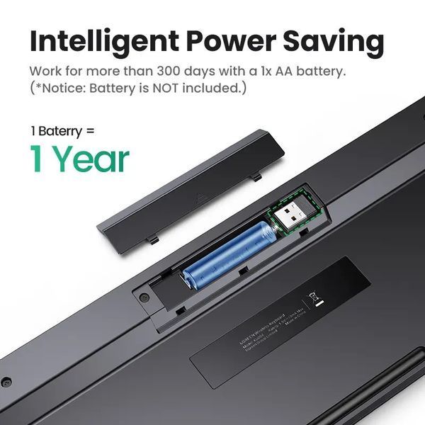 Беспроводная клавиатура UGREEN KU004 Wireless Keyboard 2.4G цифровой блок, 104 кнопки, для ПК, ноутбука (15219 15219 фото