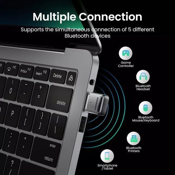 Адаптер Bluetooth 5.3 UGREEN CM591 USB приемник, передатчик для ПК, ноутбука, колонок, мишки наушников (90225) 90225 фото