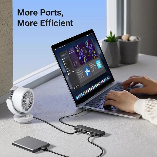 USB-хаб UGREEN CM219 4-Port USB 3.0 Hub портативный тонкий 4-портовый USB 5Gbps концентратор 15 см Black 25851 25851 фото