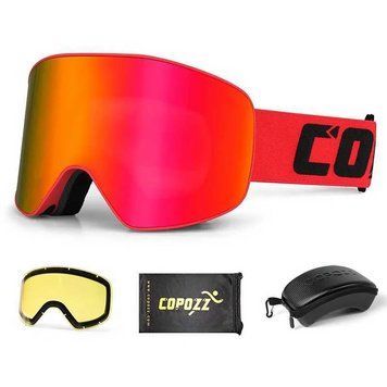 Горнолыжная маска Copozz GOG-2919 магнитная, 100% защита от ультрафиолета, Anti-Fog Ski, Unisex,комплект Red 2497873793 фото