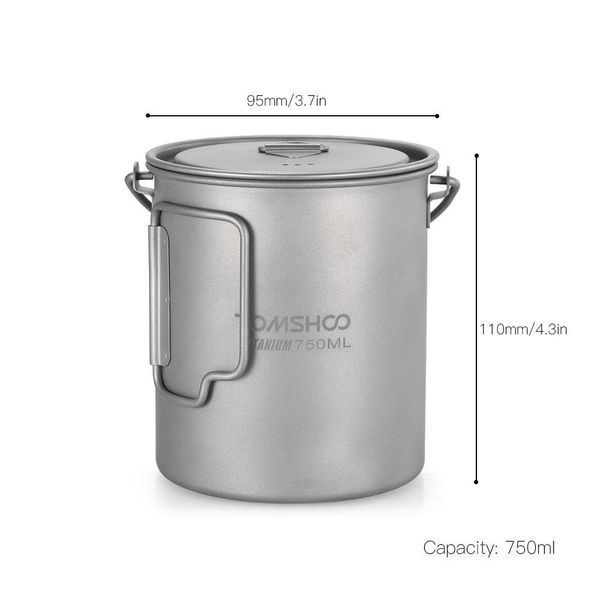 Котелок кружка TOMSHOO Titanium посуда 750мл (Y5743) Y5743 фото