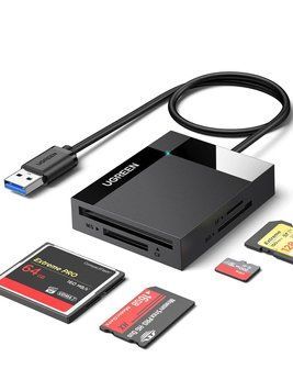 Картридер 4-in-1 UGREEN CR125 USB 3.0 SD/TF/CF/MS 5 Гбіт/с кабель 50 см Black (30333) 30333 фото