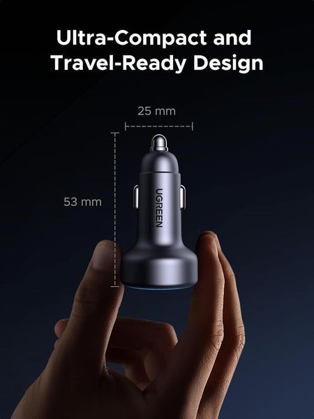 Автомобильное зарядное устройство UGREEN EC307 30 Вт, совместимость с iPhone 16/16 Pro/16 Pro Max/15/14 Black 45843 фото
