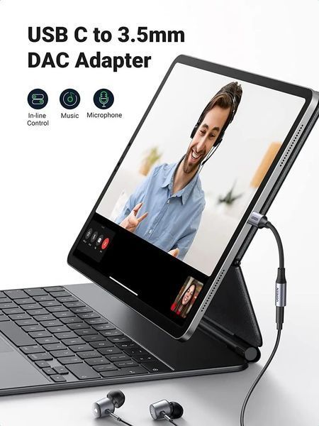 Перехідник кабель Ugreen AV16 USB Type-C to 3.5 mm DAC chip аудіоадаптер для навушників Space Grey NEW (80154) 80154 фото