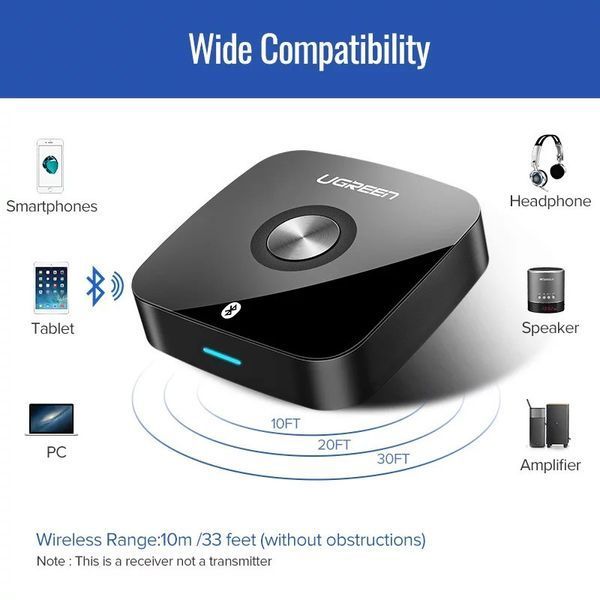 Bluetooth-адаптер AUX приймач Bluetooth 5.0 aptX LL 3.5 mm Ugreen 40758 40758 фото