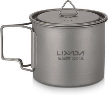 Похідний кухоль зі складаною ручкою Lixada Titanium надлегкий, похідний 550 мл Grey Y6017-3 (550ml) фото