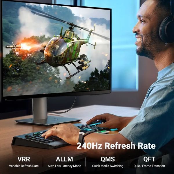Кабель HDMI 8K Ultra HD UGREEN HD155 HDMI 2.1 HDR+ 3D 8K@60Hz (4K@240Hz) VRR eARC DTS Dolby 48 Gbps Black 1m (90382) 90382 (2m) фото