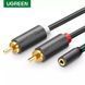 Аудіокабель Ugreen AV102 2RCA to 3.5 mm (мама) для iPhone Edifer, домашній кінотеатр, DVD, VCD, навушники PVC 10561 (0.25m) фото 1