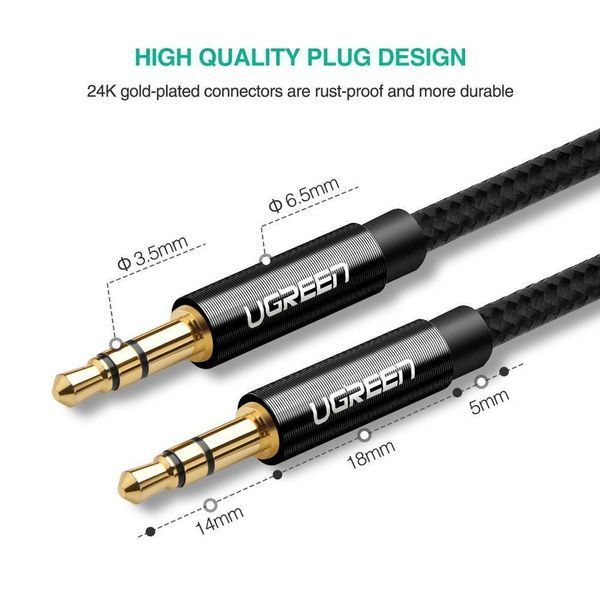 Кабель&nbsp;Ugreen&nbsp;AV112 Audio&nbsp;3.5 to 3.5 mm AUX (тато-тато) 10687 (2m) фото
