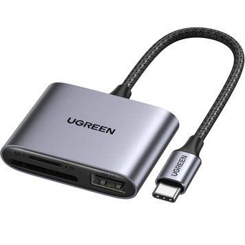 Кардридер 3в1 UGREEN CM387 USB C to SD Micro SD TF USB Card Reader Aluminium Gray (80798) 80798 фото