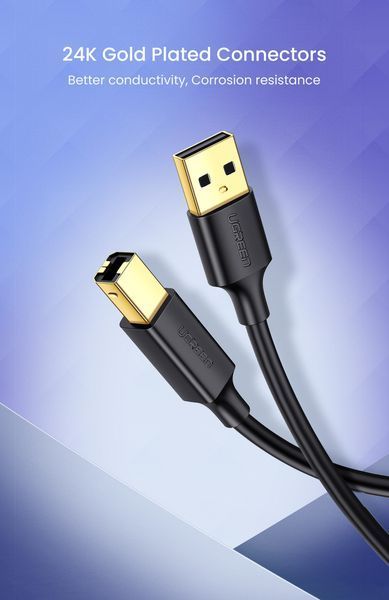 Кабель UGREEN US135 USB для USB Type B для принтера, сканера, МФУ (1-2m) 10350 (1.5m) фото