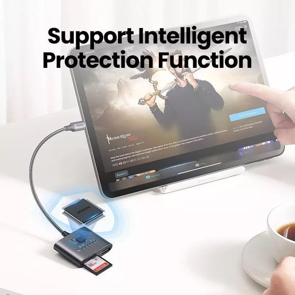 Кардридер 3в1 UGREEN CM387 USB C to SD Micro SD TF USB Card Reader Aluminium Gray (80798) 80798 фото