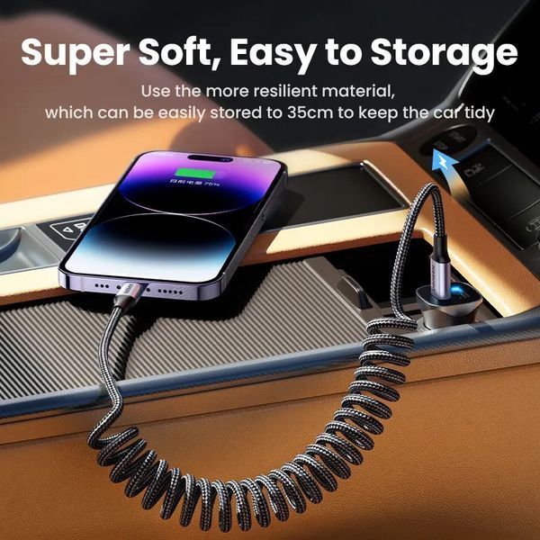 Кабель Lightning Ugreen US537 пружинний MFi для заряджання та передавання даних Lightning to USB-C 20W PD Fast 90480 90480 фото