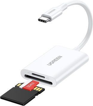 Картридер 2 in 1 UGREEN CM265 USB-C SD3.0, TF 2TB 170МБ/с для iPhone iPad Pro MacBook Pro/Air White (35506) 35506 фото