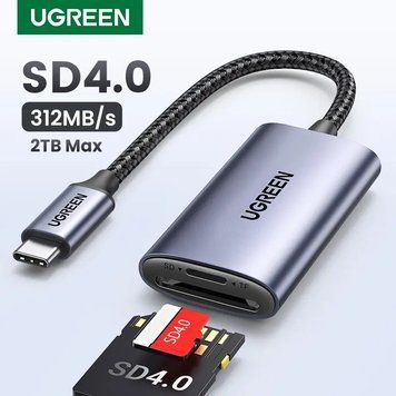 Кардридер USB-C 2 in 1 UGREEN CM401 Card Reader Type-C to SD/TF 4.0 Aluminium Case NEW (15251) 15251 фото