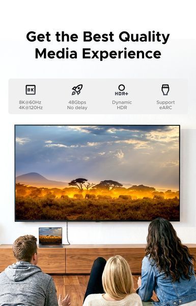Адаптер 8K 60 Гц UGREEN HD189 HDMI to HDMI "тато" &mdash; "мама" з вигином на 90 градусів, розширювальний HDMI-роз'єм для ноутбука Grey (85632) 85632 фото