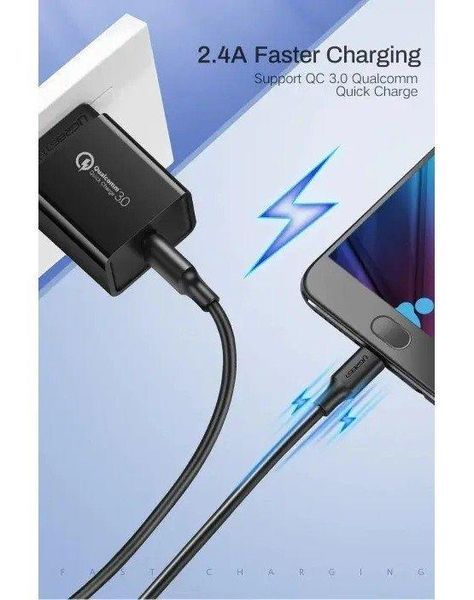 Кабель Micro USB UGREEN US289 USB TYPE-A to Micro USB 18W Nickel Plating Black (0.25-2m) 60138 (2m) фото