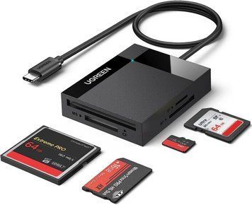 Кард-рідер 4 in 1 UGREEN CR125 SD/MicroSD/TF/CF/MS Compact Flash Type-C 0.5m Black (15306) 15306 фото