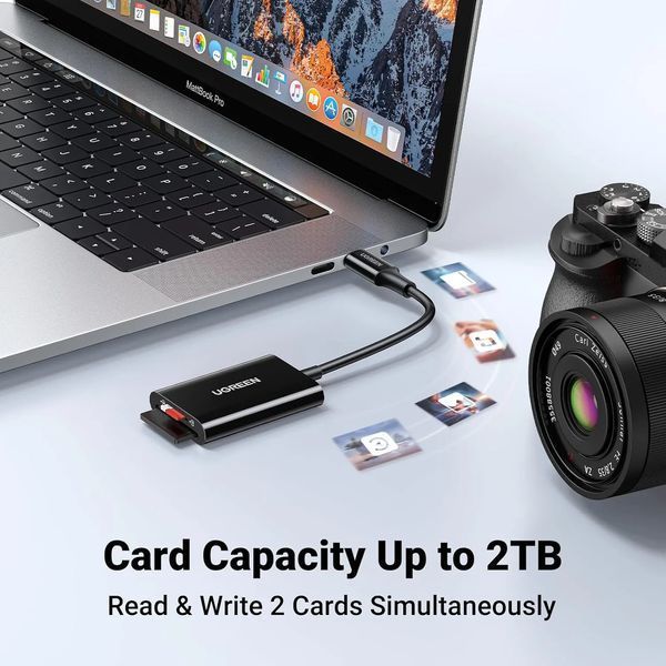Картридер 2 in 1 UGREEN CM265 USB-C SD3.0, TF 2 TB 170 МБ/с для iPhone 15 Pro Max iPad Pro MacBook Pro (35622) 35622 фото