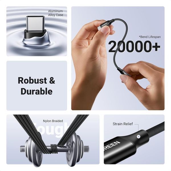 Перехідник DAC chip кабель USB Type-C to 3.5 mm Ugreen AV161 аудіоадаптер для навушників Black (50631) 50631 фото