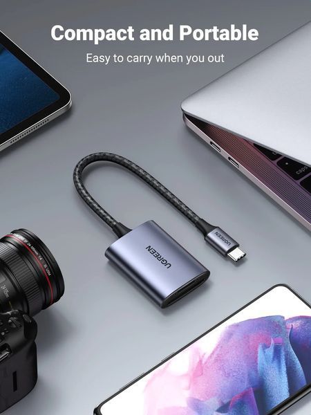 Card Reader USB-C to SD/TF 2-in-1 Ugreen 80888 (CM401) Aluminium Case NEW 80888 фото