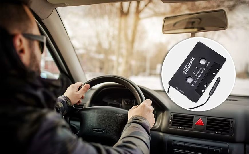 Автомобільний аудіоадаптер Beianshu ZHX-008 AUX касета з Bluetooth 5.1, MP3 плеєр для iPhone Samsung, Xiaomi Black ZHX-008 фото