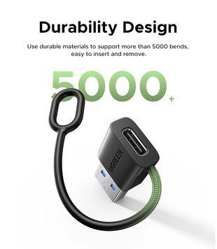 Перехідник USB-A to USB-C Ugreen LS502 конвертер OTG 18 Вт швидке заряджання USB 3.1, для ноутбука ПК Black 2650134846 фото