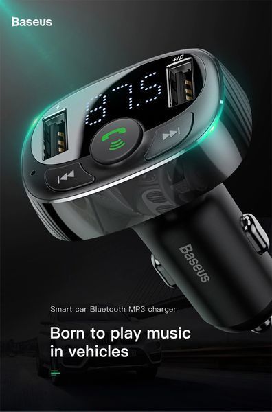 FM модулятор Bluetooth 4.2 зарядний пристрій 3.1 A Baseus S-09A 1024184727 фото