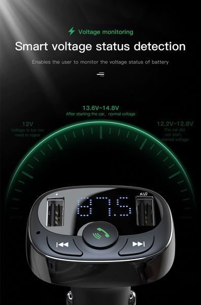 FM модулятор Bluetooth 4.2 зарядний пристрій 3.1 A Baseus S-09A 1024184727 фото