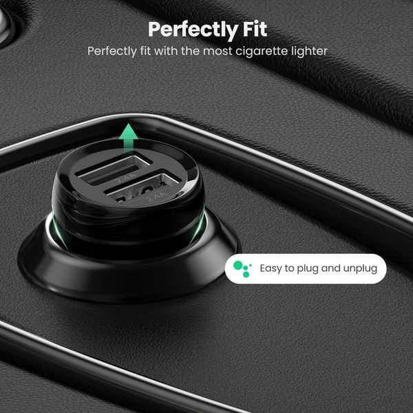 Автомобільний зарядний пристрій Dual USB міні 5V/2.4 A Max Ugreen 50875 50875 фото