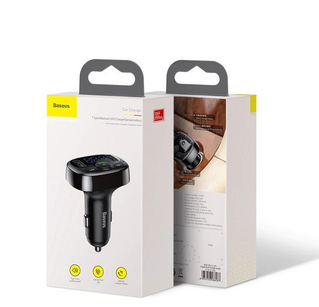FM модулятор Bluetooth 4.2 зарядний пристрій 3.1 A Baseus S-09A 1024184727 фото