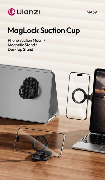 Магнитная настольная подставка для смартфона Ulanzi MA39 с присоской для iPhone, алюминиевая мини-подставка для ноутбука со стекля MA39 фото
