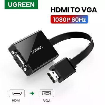 Кабель UGREEN MM103 Конвертер с HDMI to VGA адаптер с передачей звука 3.5mm для PS4, TV-box, ПК (40248) 40248 фото