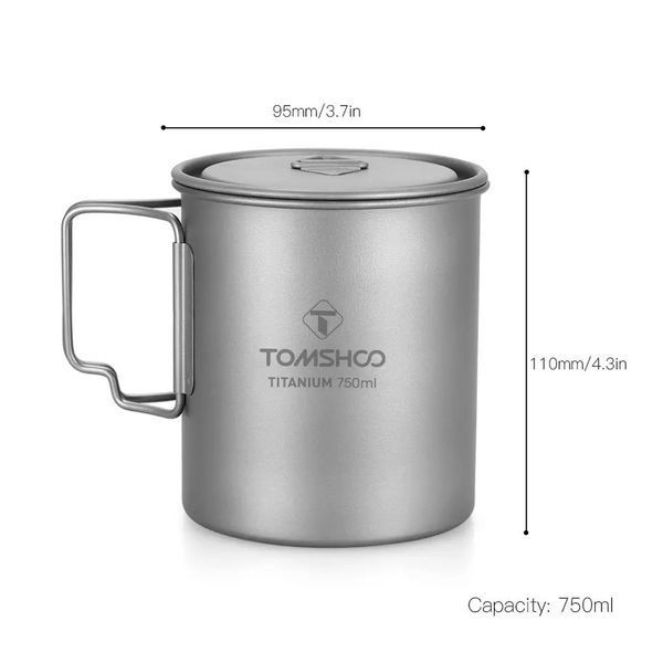 Кухоль титановий посуд TOMSHOO Titanium 750мл (Y5744) Y5744 фото