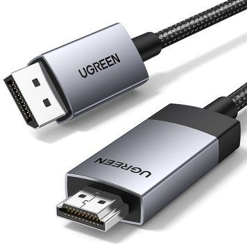 Кабель DisplayPort to HDMI Ugreen DP119 преобразователь 4k 60hz конвертор DP 1.2 to HDMI Black (1-3m) 25491 (3m) фото