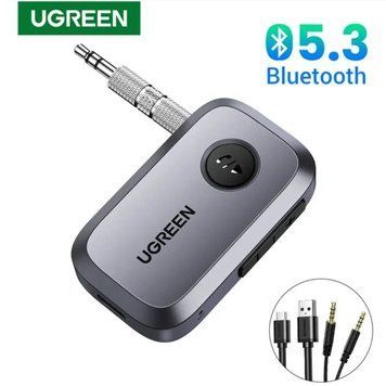 Адаптер Bluetooth 5.3 UGREEN CM596 аудиоприемник 3.5mm AUX для авто, дома аккумулятор 15часов Grey (35054) 35054 фото