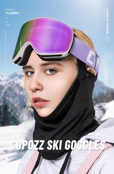 Горнолыжная маска Copozz GOG-2919 магнитная, 100% защита от ультрафиолета, Anti-Fog Ski, Unisex Purple 2497881667 фото