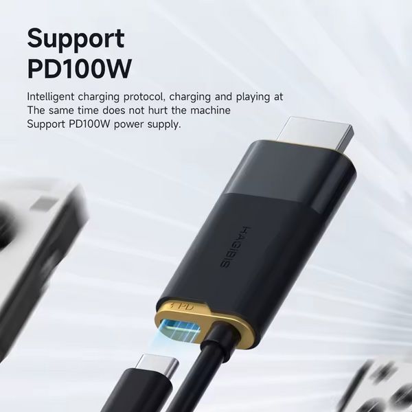 Кабель USB-C to HDMI Hagibis SWC10 для Nintendo Switch и OLED 8K@60Гц с дополнительным питанием PD100W Black SWC10 фото