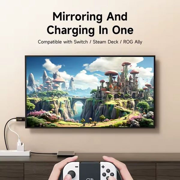Кабель USB-C to HDMI Hagibis SWC10 для Nintendo Switch и OLED 8K@60Гц с дополнительным питанием PD100W Black SWC10 фото