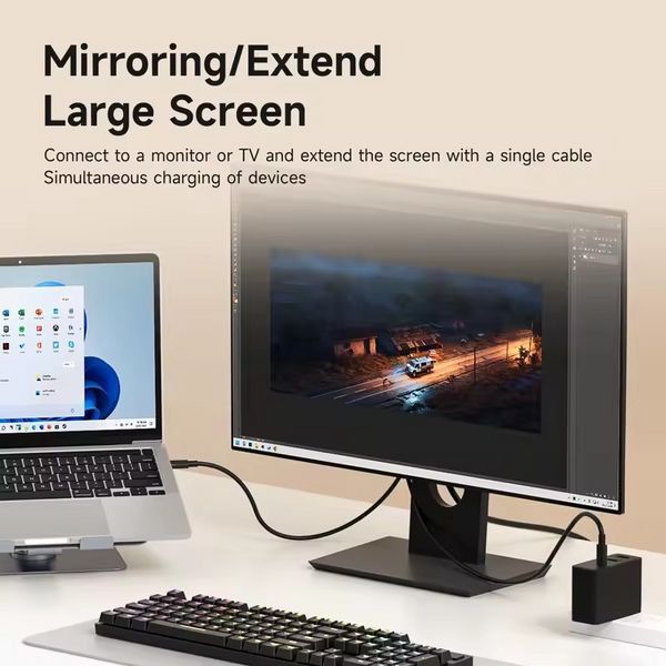 Кабель USB-C to HDMI Hagibis SWC10 для Nintendo Switch и OLED 8K@60Гц с дополнительным питанием PD100W Black SWC10 фото